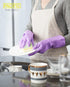 PACIFIC PPE Reusable Dishwashing Cleaning Rubber Gloves, Dish Washing Gloves with Flocked Cotton Liner, Kitchen Gloves, Latex Free, Purple, Small...