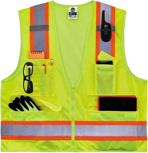 Ergodyne Unisex Two-tone Class 2 Two Tone Surveyors Vest, Lime, Small-Medium US...
