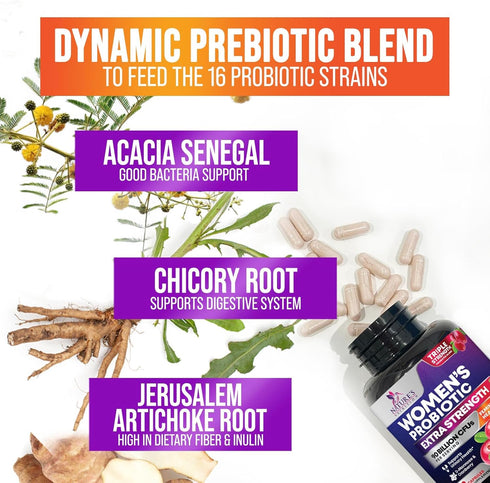 Probiotics for Women with Prebiotics - Women's Probiotic Blend Formulated for Digestive, Vaginal PH, Urinary & Immune Health Support, 90 Billion C...