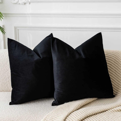 JUSPURBET Black Velvet Pillow Covers Set of 2 Decorative Throw Pillow Covers for Couch Sofa Bed Soft Cushion Covers Cases with Hidden Zipper for L...