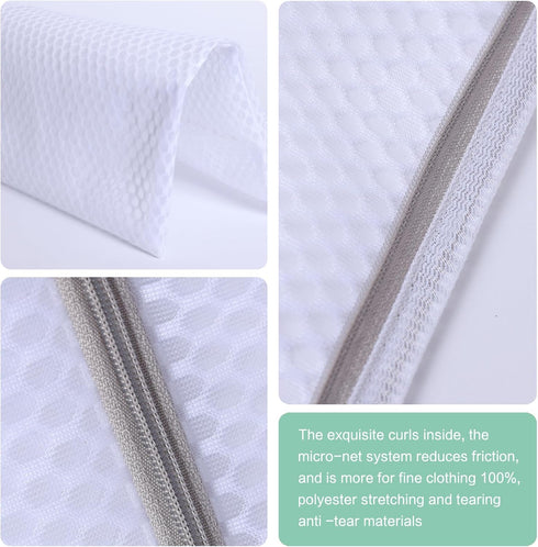 3-Pack Mesh Laundry Bags for Washing Machine - Ideal for Delicates, Lingerie, Bras, and Shoes - Resistant, Breathable, and Zippered Wash Bag for T...