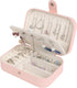 Travel Jewelry Box,Jewelry Organizer, PU Leather Small Travel Jewelry Case, 6.3x4.3",Pink,1Pack...
