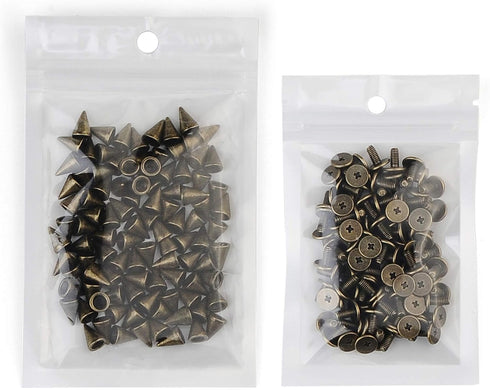 100 Sets 9.5MM Bronze Spikes and Studs Metal Bullet Cone Spikes Screw Back Leather Craft Rapid Rivet Screws Punk Studs and Spikes for Clothing Sho...