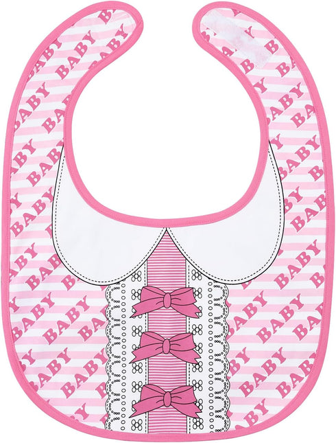 Littleforbig Cotton Waterproof Babydoll Printed Adult Bib with Adjustable Velcro Closure - Pretty in Pink Baby Bib...