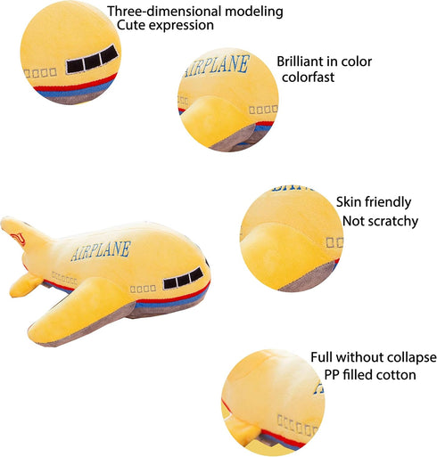 Plush Stuffed Airplane Model Toys, Soft Aircraft Stuffed Pillow, Gifts for Boys Kids Birthday Gifts,Yellow 15.7"...