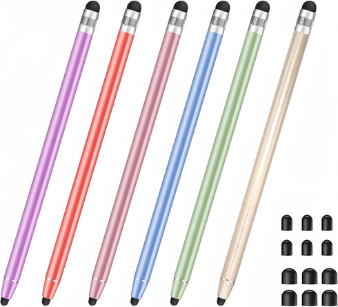 6 Pack Stylus Pen for Touchscreen, Smozer 2 in 1 High Sensitivity Capacitive Stylus Pen for iPad, iPhone, Android Smartphone, Tablets and All Univ...
