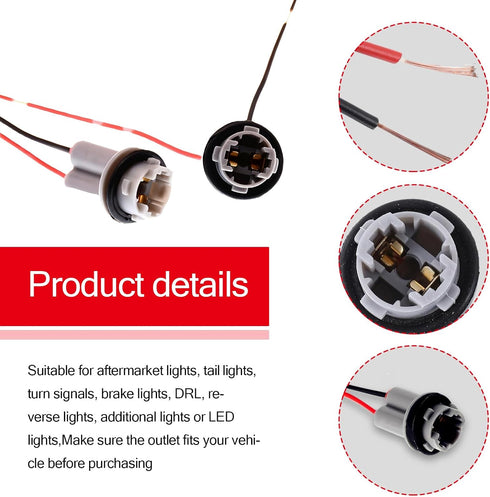 2 PCS T15 Harness Pigtail Socket, T10 T13 T15 Car Light Bulb Wire Wiring Harness Socket Connector, for Bulbs Turn Signal Lights Brake Lights Repla...