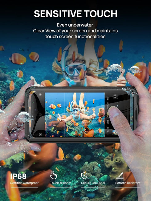 Lanhiem Snorkeling Underwater Phone Case for Diving, IP68 Professional Universal Waterproof Outdoor Video Photo Cellphone Case with Lanyard for iP...