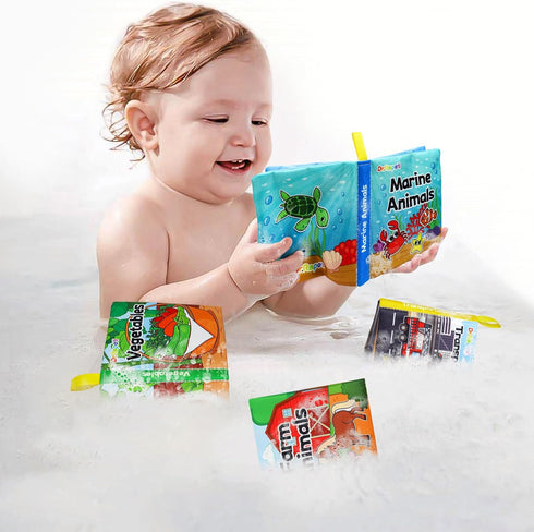 Dr.Rapeti Soft Cloth Books Baby Books Bath Books 8-Pack for Baby Infant Toddler Kid Crinkle Washable Chewable Non-Toxic Early Educational Preschoo...