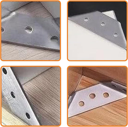 20Pack Universal Furniture Corner Braces Connector with 140 Screws, a Z-Shaped Double Head Screwdriver - Stainless Steel Trapezoidal Bracket for T...