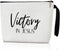 Canvas Makeup Bag for Women, Victory in Jesus Cosmetic Bag Makeup Toiletry Organizer Cute Makeup Pouch Travel Essential Zipper Bag, Pencil Bag Rel...