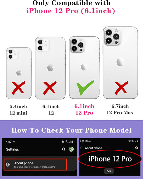 Goocrux (2in1 for iPhone 12 Pro Case Moon Plants for Women Girls Cute Phone Cover Flower Heart Stars Space Design with Slide Camera Cover+Ring Hol...