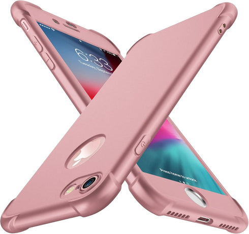 ORETECH Compatible with iPhone 7/8 Case, with 2 Pack HD Screen Protector 360° Full-Body Silicone Soft TPU Hard PC Protective Bumper Phone Case Cov...
