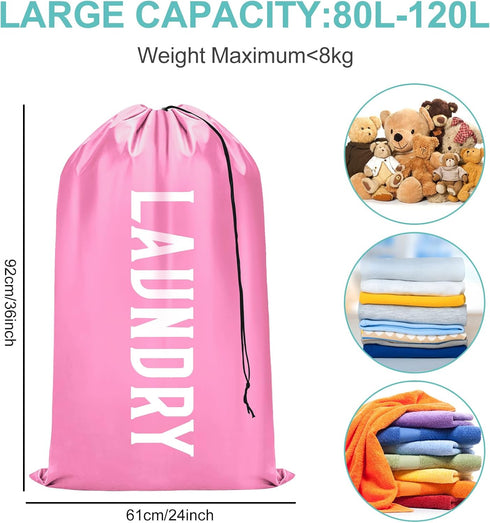 Fiodrimy 2 Pack XL Travel Laundry Bag, Machine Washable Dirty Clothes Organizer, Large Enough to Hold 4 Loads of Laundry, Easy Fit a Laundry Baske...