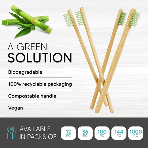 36 Pack Disposable Bamboo Toothbrushes with Toothpaste Built in - Prepasted Toothbrushes Individually Wrapped - Single Use Waterless Tooth Brush w...