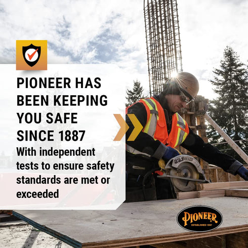 Pioneer Hi Vis Tear-Away Mesh Back Safety Vest for Me - Reflective Tape, 4 Pockets - Construction, Traffic, Security - Orange...