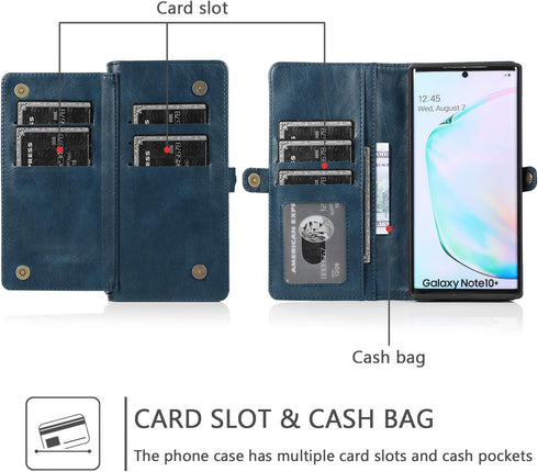 Asuwish Phone Case for Samsung Galaxy Note 10 Plus Glaxay Note10+ 5G Wallet Detachable Cover with Screen Protector and Flip Card Holder Cell Gaxal...