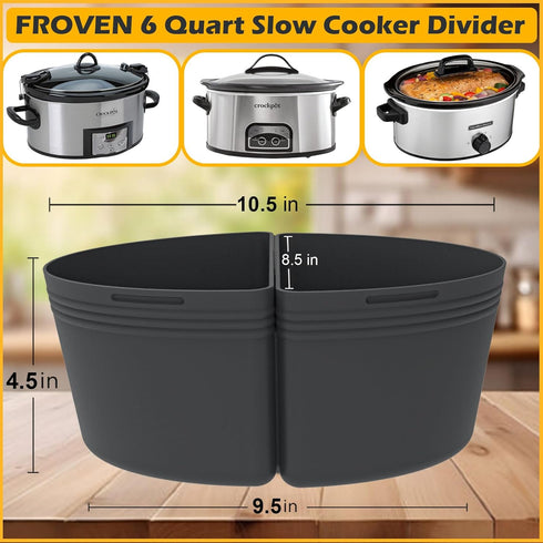 6 Quart Silicone Slow Cooker Divider Liners Oval. Thickened, Weighted & Sturdy Reusable Crockpot Inserts Compatible With Most 6 Qt Crock Pot Slow ...