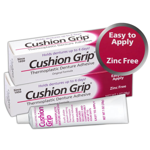 Cushion Grip Thermoplastic Denture Adhesive, 1 oz - Refits and Tightens Loose and Uncomfortable Dentures | Non-Glue Adhesive, Acts Like a Soft Rel...