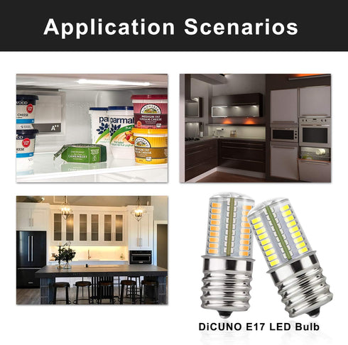 DiCUNO E17 LED Bulb Dimmable, Under Microwave Oven Appliance Light, 4W (30W Incandescent Equivalent), Warm White 3000K, AC110-130V for Stove Top L...