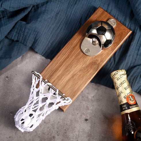 Soccer Bottle Opener with Cap Collector Catcher,Magnetic Refrigerator Paste Bottle Opener?Ideal Gift for Soccer Fans and Beer Lovers, Use as Bar D...