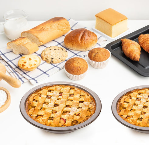 Suwimut 8 Pack Mini Pie Pan Set, 5 Inch Reusable Nonstick Individual Dish Pies Plate Carbon Steel Pie Tins Small Round Metal Bakeware for Baking P...