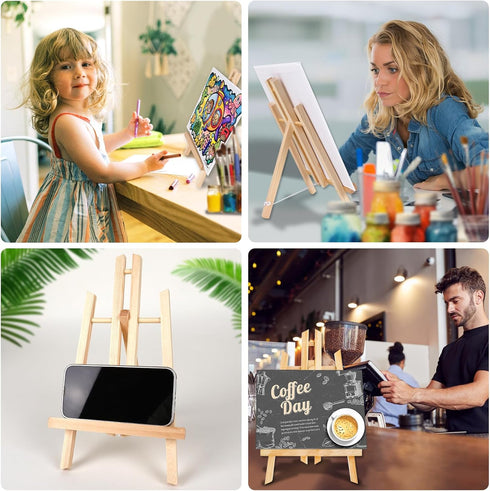 AROIC Wood Easels, Easel Stand for Painting Canvases, Art, and Crafts. (11.8 inch, 4 Pack), Tripod, Painting Party Easel, Kids Student Table Schoo...