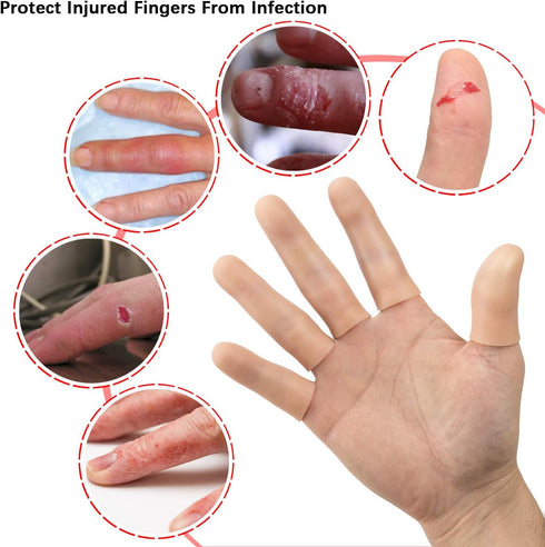 ANCIRS Gel Finger Support Protector Gloves, Gel Finger Cots/Covers - Different Sizes Silicone Fingertips for Hands Cracking, Eczema Skin (40pcs)...