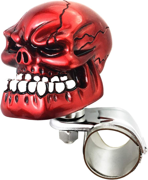 Arenbel Skull Steering Wheel Suicide Spinner Knob Power Turning Control Assist Grip Handle Fit Most Cars Trucks Tractors Boats, Red...