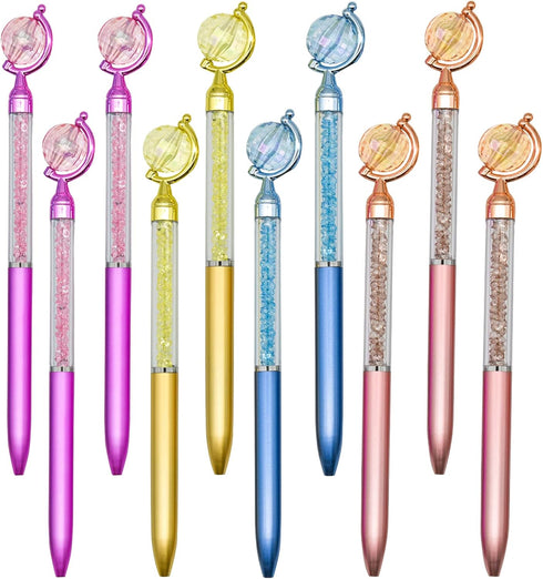 24PCS Novelty Globe Pens Tellurion Shape Pens Earth Day Pens Crystal Twistable Ballpoint Pens Black Ink For Teacher Students School Office Birthda...