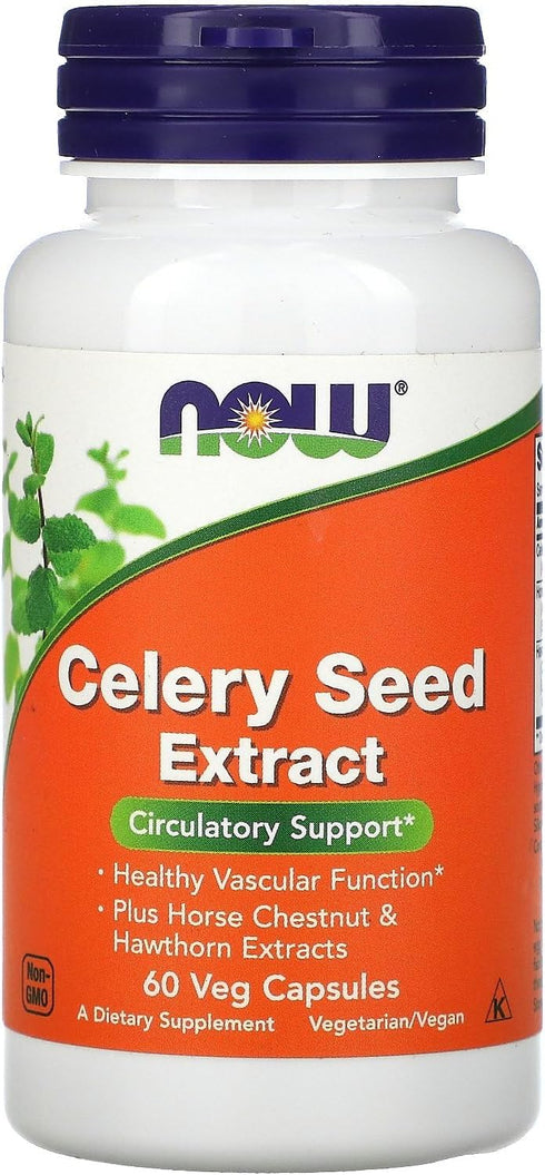 NOW Supplements, Celery Seed Extract, plus Horse Chestnut and Hawthorn Extracts, 60 Veg Capsules...