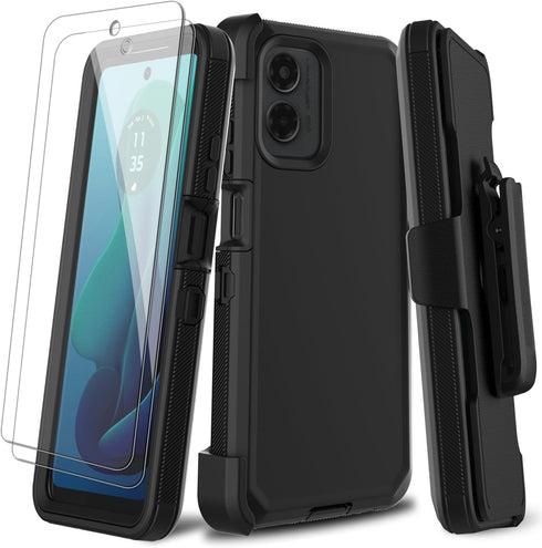for Motorola Moto G 5G 2024 Case with Screen Protector, Belt Clip Holster Kickstand Rugged Full-Body Heavy Duty Protection Military Grade Shockpro...