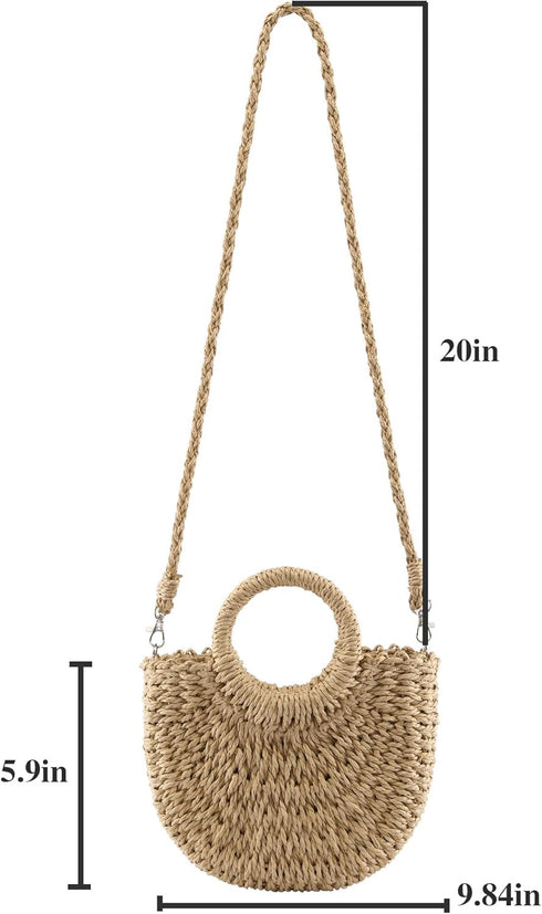 CHIC DIARY Small Summer Beach Straw Bag for Women Crossbody Top Handle Shoulder Handbag Mini Handwoven Rattan Clutch Purse...