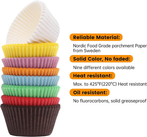 200pcs Standard Rainbow cupcake liners for baking,food-grade cupcake wrappers,greaseproof parchment muffin liners,Christmas cupcake liners for Chr...