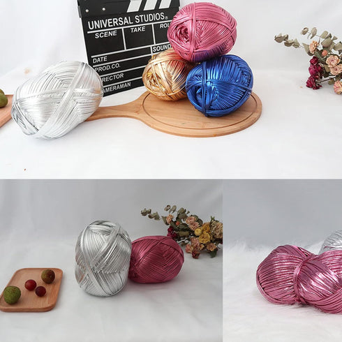 Metallic T-Shirt Yarn 140 Yards Knitting Yarn Fabric Crochet Cloth Shiny Tshirt Yarn for Crocheting Beginners DIY Hand Craft Bag Blanket Cushion P...