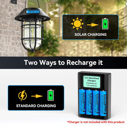 Henreepow 3.2v AA 600mAh Rechargeable Battery, LiFePo4 Double A Rechargeable Battery Low Self-Discharge, 3.2v Rechargeable Batteries for Solar Lig...