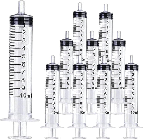 10ml/cc Plastic Syringe - Individually Sealed Measuring Syringe - Ideal for Scientific Labs & Pet Feeding - Luer Slip Tip for Refilling & Measurin...