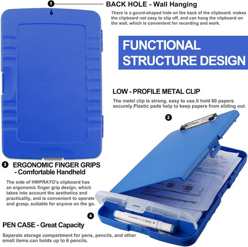 Clipboards Organizer Clipboard with Storage Nursing Clipboard Foldable File Folder Plastic Clipboard Folio with Storage Case for Teacher,Kids,Doct...