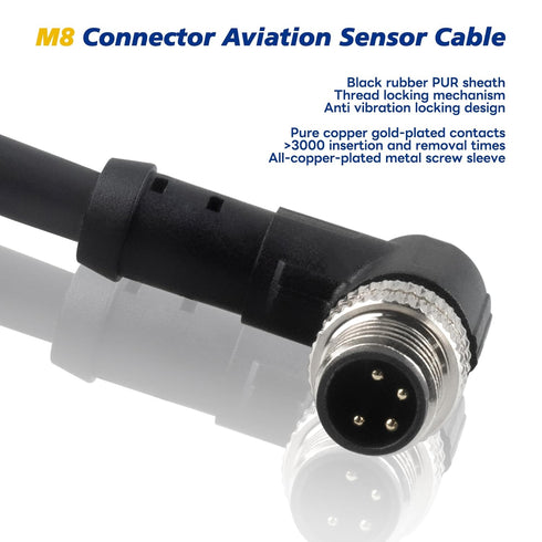 M8 Aviation Sensor Cable 4 Pin?Lonlonty M8 Industrial Sensor Connector Shielded Cable,Field Assembly M8 Connector A Coding Shielded Cable 6.5Ft/2M...