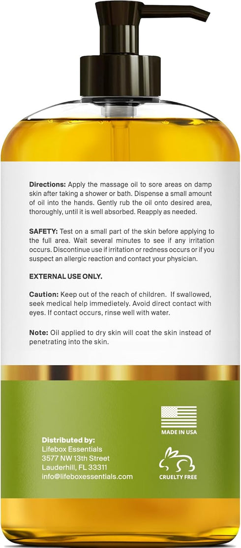 Frankincense Massage Oil – 100% Pure & Natural - Massage Therapy Oil for Soreness & Stiffness – Stretch Marks and Scars Body Oil Infused with Fran...