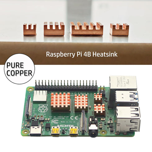 Raspberry Pi 4B Heatsink Copper Kit with Thermal Conductive Adhesive Tape, Pure Copper, Raspberry Pi Heatsink for Cooling Raspberry Pi 4 B (Copper...