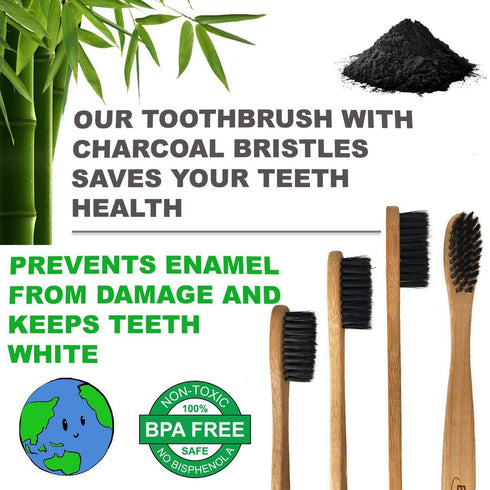 24 Count I Bamboo Toothbrush I Soft Bristles Best for Sensitive Gums I Charcoal I Vegan I Natural Wood I BPA Fee I Recyclable I Compostable I Biod...