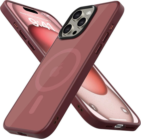 for iPhone 15 ProMax Case - Strong Magnetic Maroon Designed for iPhone 15 Pro Max Case 6.7”, Military Grade Drop Tested, Compatible with MagSafe, ...