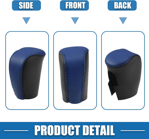 Gear Shift Head Knob Cover Transmission Lever Trim for Honda Civic 10th Gen 2016 2017 2018 2019 2020 Faux Leather Black Blue Stitches...