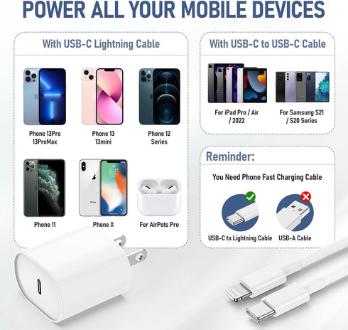 Fast Charger for iPhone Charge Fast Charging?MFi Certified?, Compatible with iPhone 14 13 12 Pro/14 Plus/13 Pro Max/11/XS Max/XR, USB C to Lightni...