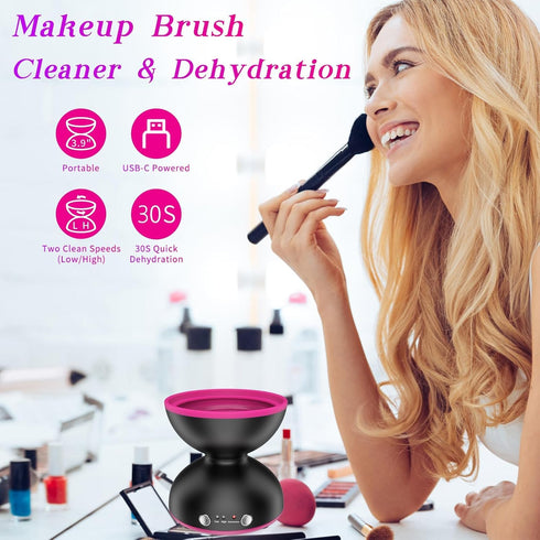 Electric Makeup Brush Cleaner Machine - Portable Automatic USB Makeup Brushes Cleaner -Two Gears Speed and Dehydration Function-with Makeup Brush ...