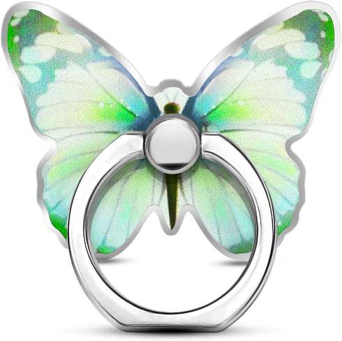 Green Metal Butterfly Cell Phone Ring Holder, Finger Kickstand Back Stand Hand Grip Compatible with Smartphone, Tablet, E-Reader, Etc.......