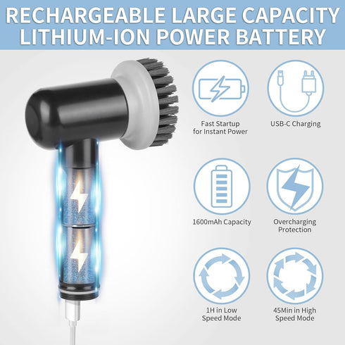 Electric Spin Scrubber, Cordless Shower Scrubber with 3 Replaceable Brushes, Waterproof Power Scrubber for Cleaning Bathroom, Kitchen, Floor, Rech...