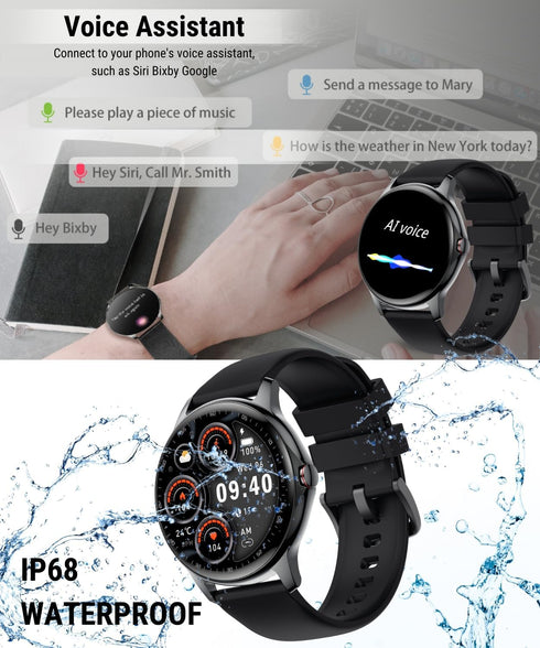 Holiday Smart Watches for Men Women with Answer Make Calls, 1.32" Digital Fitness Watch with Heart Rate Monitor Sleep Step Counter Tracker, IP68 W...