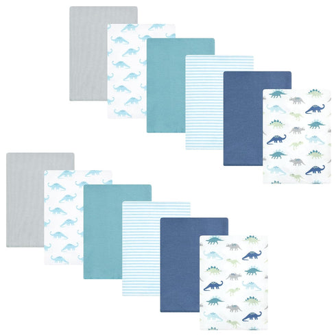 Hudson Baby Unisex Baby Flannel Burp Cloth 12pk, Soft Teal Dino, One Size...